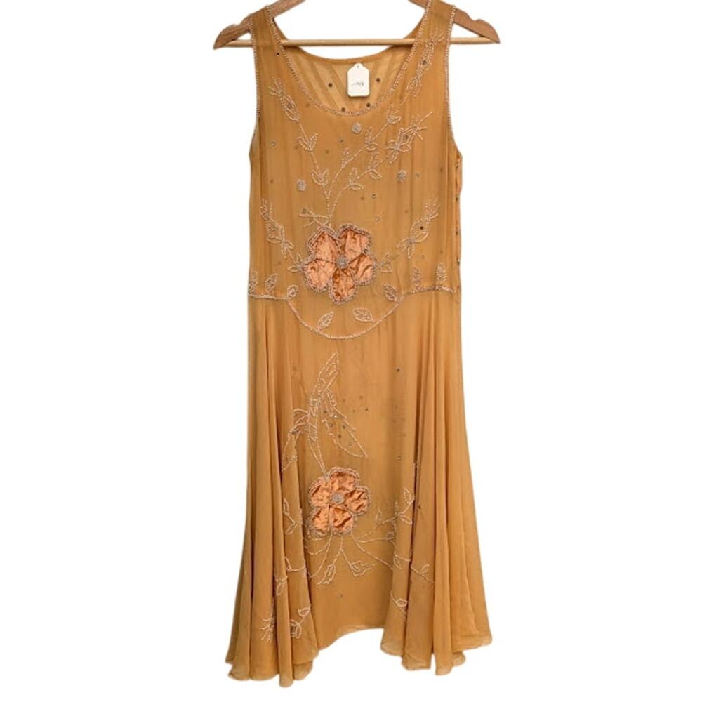 Handmade Early 1900s Beaded Chiffon Dress